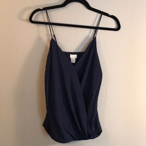 Spaghetti strapped, navy tank